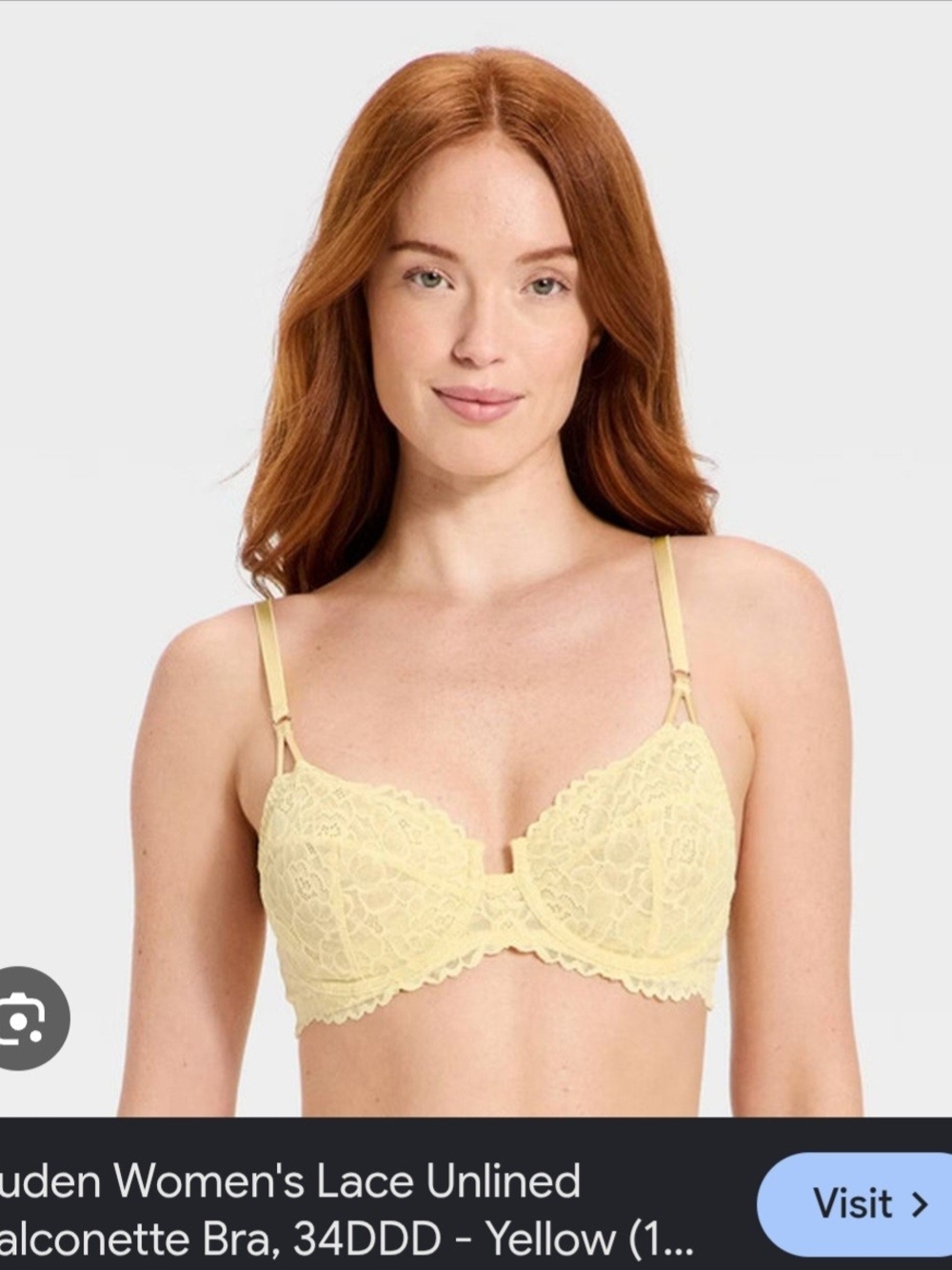 Auden Lace Unlined Balconette Bra - Yellow